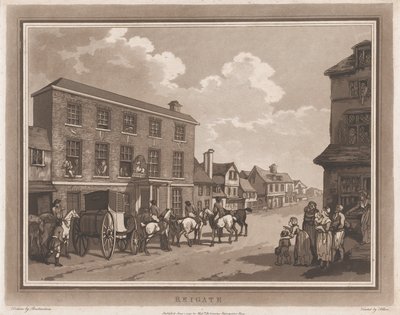 Reigate Een Excursie naar Brighthelmstone, 1 juni 1790 door Thomas Rowlandson, Samuel Alken