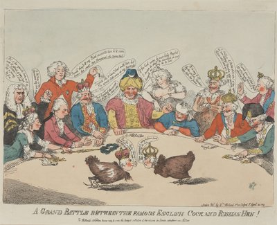 (De) Grote strijd tussen de beroemde Engelse haan en de Russische kip! door Thomas Rowlandson