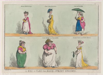 Een Menu voor Bond Street Fijnproevers!!, 25 oktober 1808 door Thomas Rowlandson