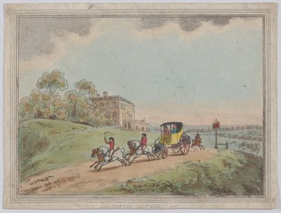 Een koets met vier paarden (uit *Rustic Sketches*) door Thomas Rowlandson
