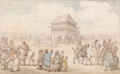 Een drukbezochte paardenrace door Thomas Rowlandson