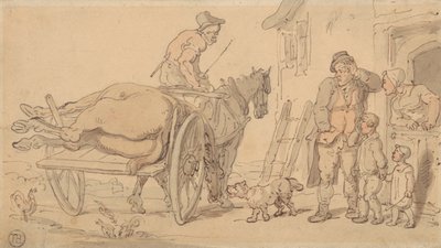Een dood paard op een knakkerskar door Thomas Rowlandson
