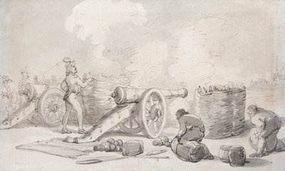 Een Franse artilleriedivisie in actie door Thomas Rowlandson