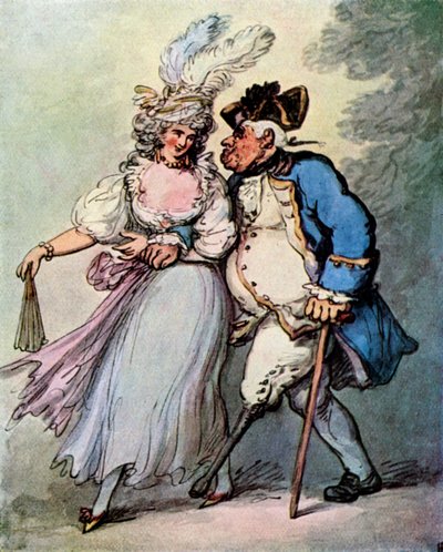 Een Franse fregat sleept een Engelse oorlogsschip de haven in, laat 18e-begin 19e eeuw door Thomas Rowlandson