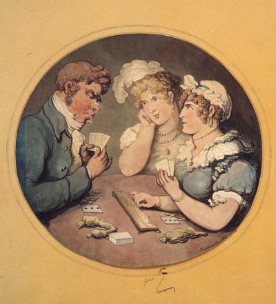 Een spelletje cribbage door Thomas Rowlandson