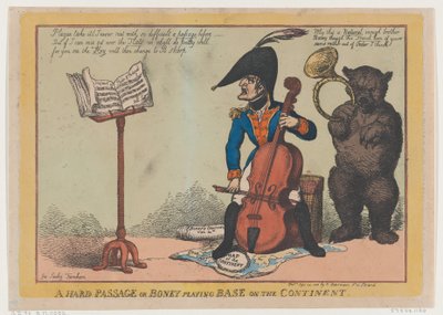 Een Moeilijke Passage, of Boney die Bas speelt op het Continent, 24 september 1808 door Thomas Rowlandson