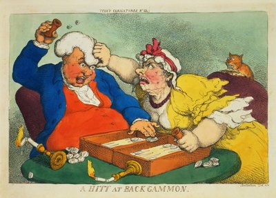 Een Worp bij Backgammon door Thomas Rowlandson