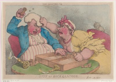 Een slag bij Backgammon door Thomas Rowlandson