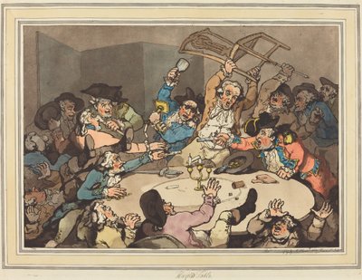 Een opstootje bij een hazardtafel door Thomas Rowlandson