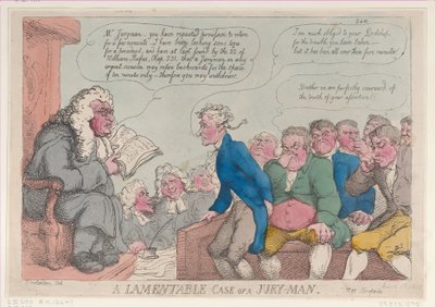 Een Betreurenswaardige Zaak van een Jury-Lid, 10 maart 1815 door Thomas Rowlandson