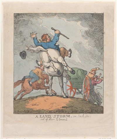 Een Landstorm, of Jack Tars Buiten Hun Element, 1790-1815 door Thomas Rowlandson
