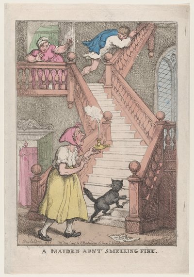 Een Ouder Nichtje Ruikt Brand, 4 mei 1806 door Thomas Rowlandson