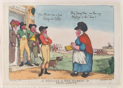 Een fout bij New Market, of Sport en Vroomheid, 5 oktober 1807 door Thomas Rowlandson