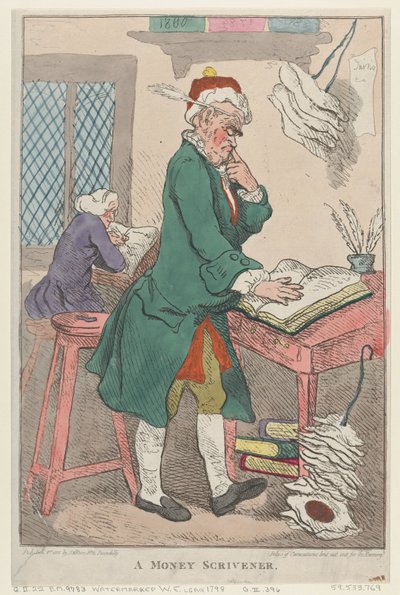 Een geldschrijver, 1 januari 1801 door Thomas Rowlandson