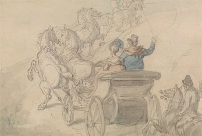 Een Phaeton en zes door Thomas Rowlandson