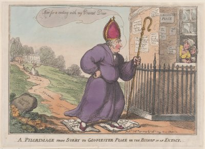 Een pelgrimstocht van Surry naar Gloucester Place of de bisschop in extase door Thomas Rowlandson