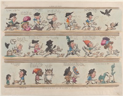 Een Pygmee Kattenjacht, Grenzen voor Kamers & Halen, Plaat 9, 20 juni 1799 door Thomas Rowlandson