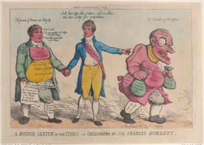 Een ruwe schets van de tijden zoals geschetst door Sir Francis Burdett door Thomas Rowlandson