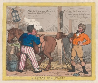 Een Zeeman in een Stal door Thomas Rowlandson