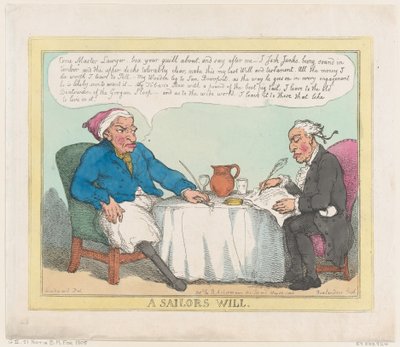 Het testament van een zeeman, 25 mei 1805 door Thomas Rowlandson