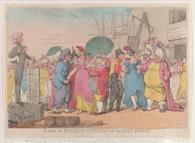 Een Verkoop van Engelse Schoonheden in de Oost-Indië, [10 mei 1811], herdruk door Thomas Rowlandson