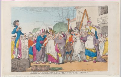 Een verkoop van Engelse schoonheden in Oost-Indië, [10 mei 1811], herdruk door Thomas Rowlandson