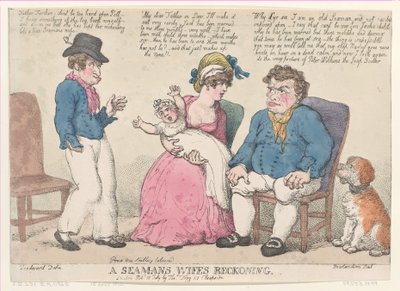 De afrekening van een zeemansvrouw, 15 juli 1812 door Thomas Rowlandson