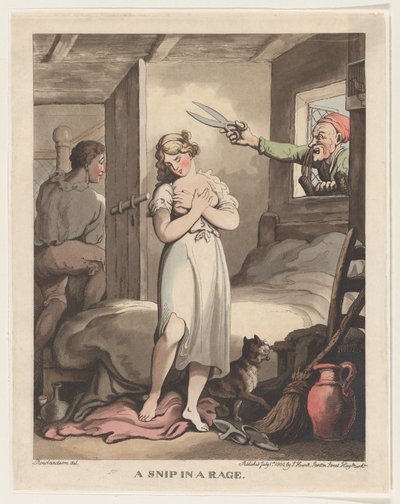 Een woedende kleermaker door Thomas Rowlandson