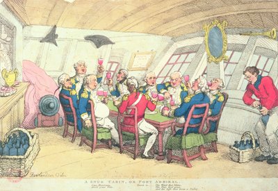Een knus hutje of havenadmiraal (kleur gravure) door Thomas Rowlandson