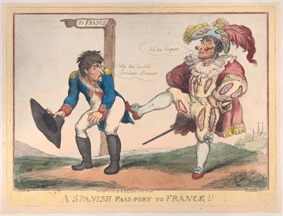 Een Spaans Paspoort naar Frankrijk!! door Thomas Rowlandson