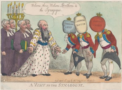 Een bezoek aan de synagoge, 28 april 1809 door Thomas Rowlandson