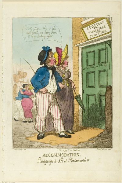 Accommodatie, of Verblijven te Huur Portsmouth door Thomas Rowlandson
