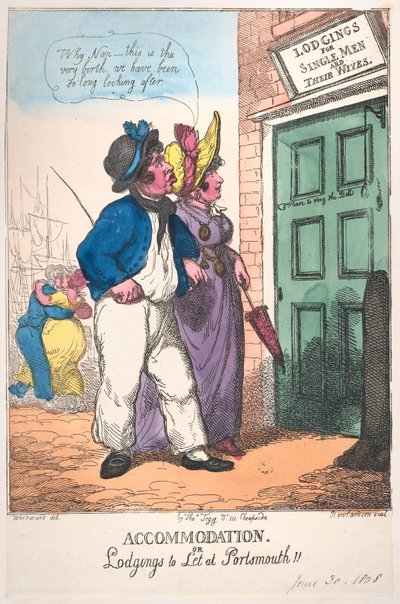 Accommodatie, of Verblijven te Huur in Portsmouth!! door Thomas Rowlandson