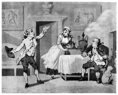 Acteur die voordraagt aan een manager, laat 18e eeuw door Thomas Rowlandson