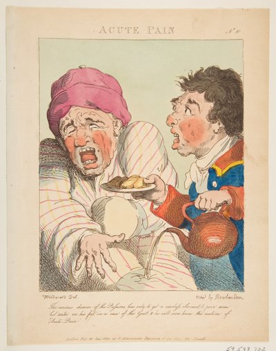 Acute pijn Le Brun Travested, of karikaturen van de passies, 21 januari 1800 door Thomas Rowlandson