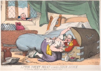 Na Zoet Vlees Komt Zure Saus, of Korporaal Casey Kwam in de Verkeerde Doos, ..., 30 november 1810 door Thomas Rowlandson