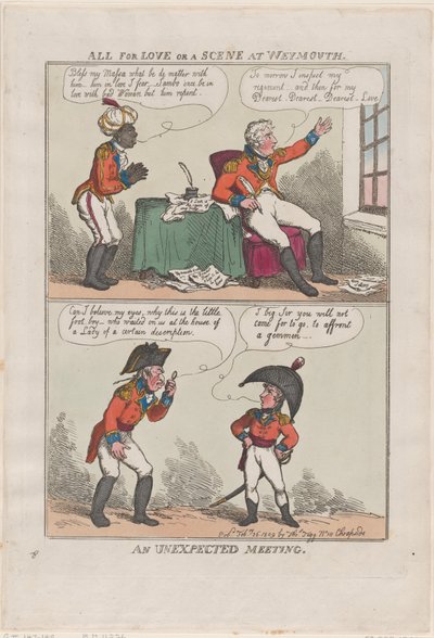 Alles voor de Liefde of Een Scène in Weymouth, Een Onverwachte Ontmoeting door Thomas Rowlandson