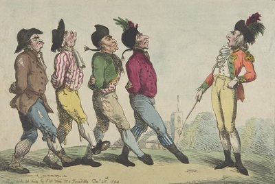 Een vroege les in marcheren, 24 december 1794 door Thomas Rowlandson