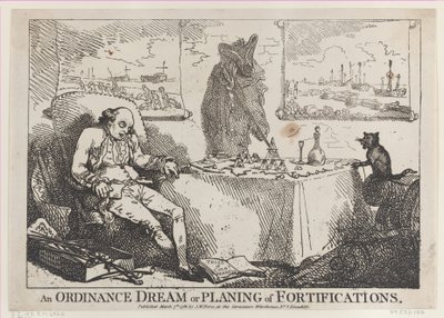 Een ordonnantie droom of planning van vestingwerken, 7 maart 1786 door Thomas Rowlandson