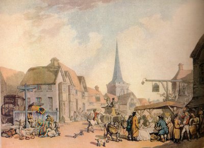 Een oud Engels dorpsgezicht door Thomas Rowlandson