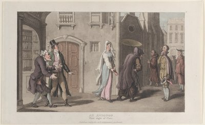 In Avignon, Eerste Zicht op Clara, uit Journal of Sentimental Travels in the ..., 1 december 1817 door Thomas Rowlandson