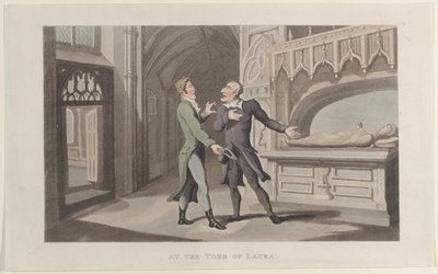 Bij het Graf van Laura, uit Journaal van Sentimentele Reizen in de Zuidelijke Provincies van..., 1817-21 door Thomas Rowlandson