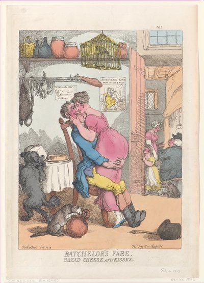 Vrijgezellenkost, Brood, Kaas en Kussen, 10 februari 1813 door Thomas Rowlandson