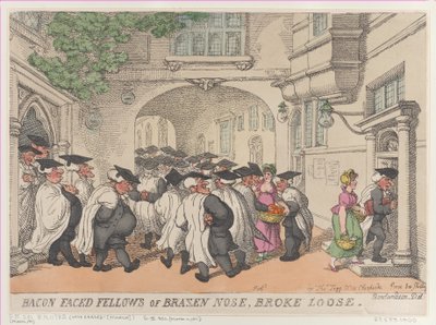 Bacon Faced Fellows van Brazen Nose, losgebroken, 1811 door Thomas Rowlandson