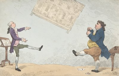 Billy Lackbeard en Charley Blackbeard spelen voetbal door Thomas Rowlandson