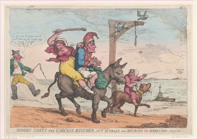 Bloody Boney de Kadaver Slager Links van Handel en Terugtrekken naar Scarecrow Island door Thomas Rowlandson