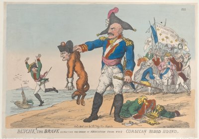 Blucher de Dappere die de zucht van abdicatie uit de Corsicaanse bloedhond haalt, 9 april 1814 door Thomas Rowlandson