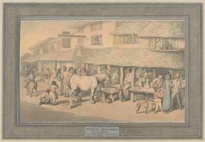 Bodmin, Cornwall: Franse gevangenen met voorwaardelijke vrijlating door Thomas Rowlandson