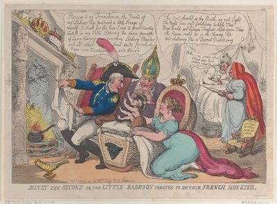Boney de Tweede of de kleine baviaan gecreëerd om Franse aapjes te verslinden, 9 april 1811 door Thomas Rowlandson