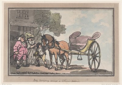 Jongen brengt een burgerkoets rond, 1 augustus 1787 door Thomas Rowlandson
